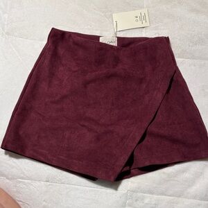 Burgundy Suede Mini Skort